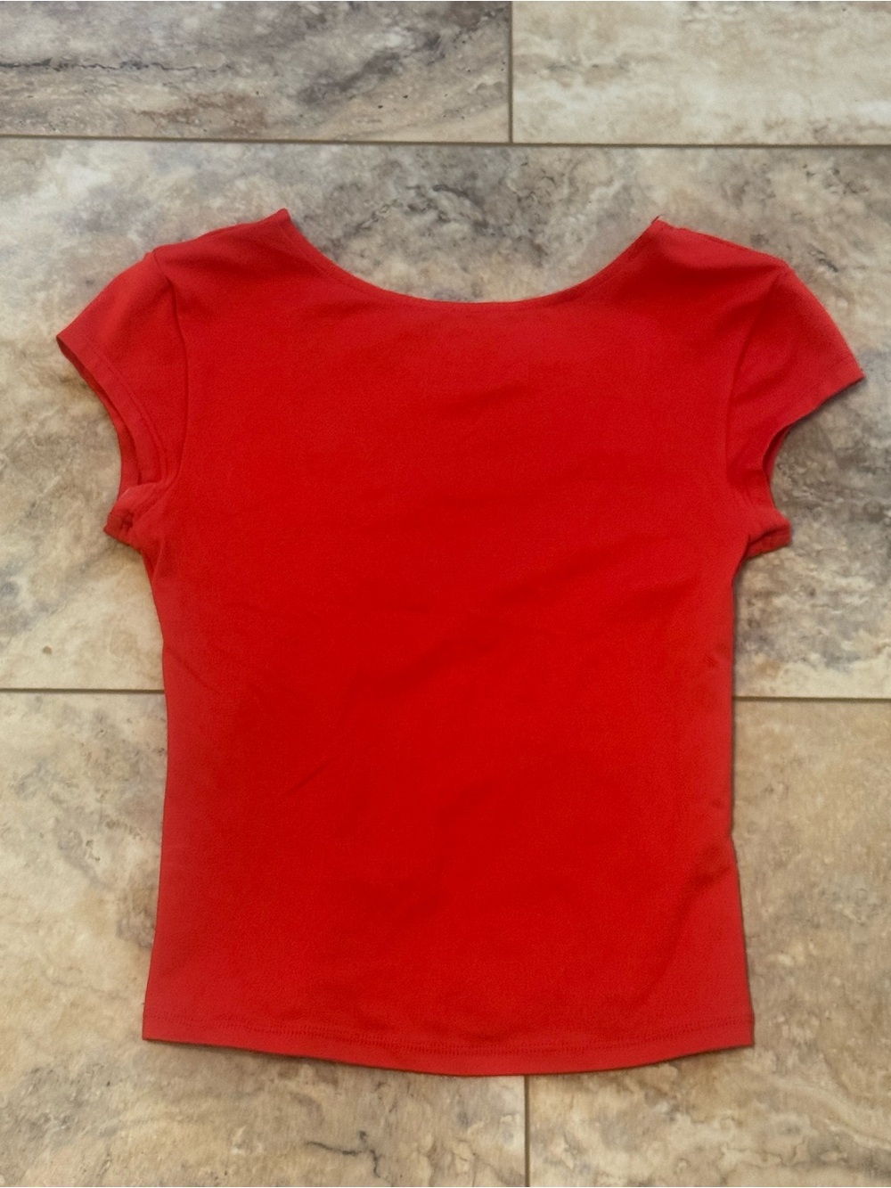 ALO Yoga Red Short Sleeve Scoop Neck Top